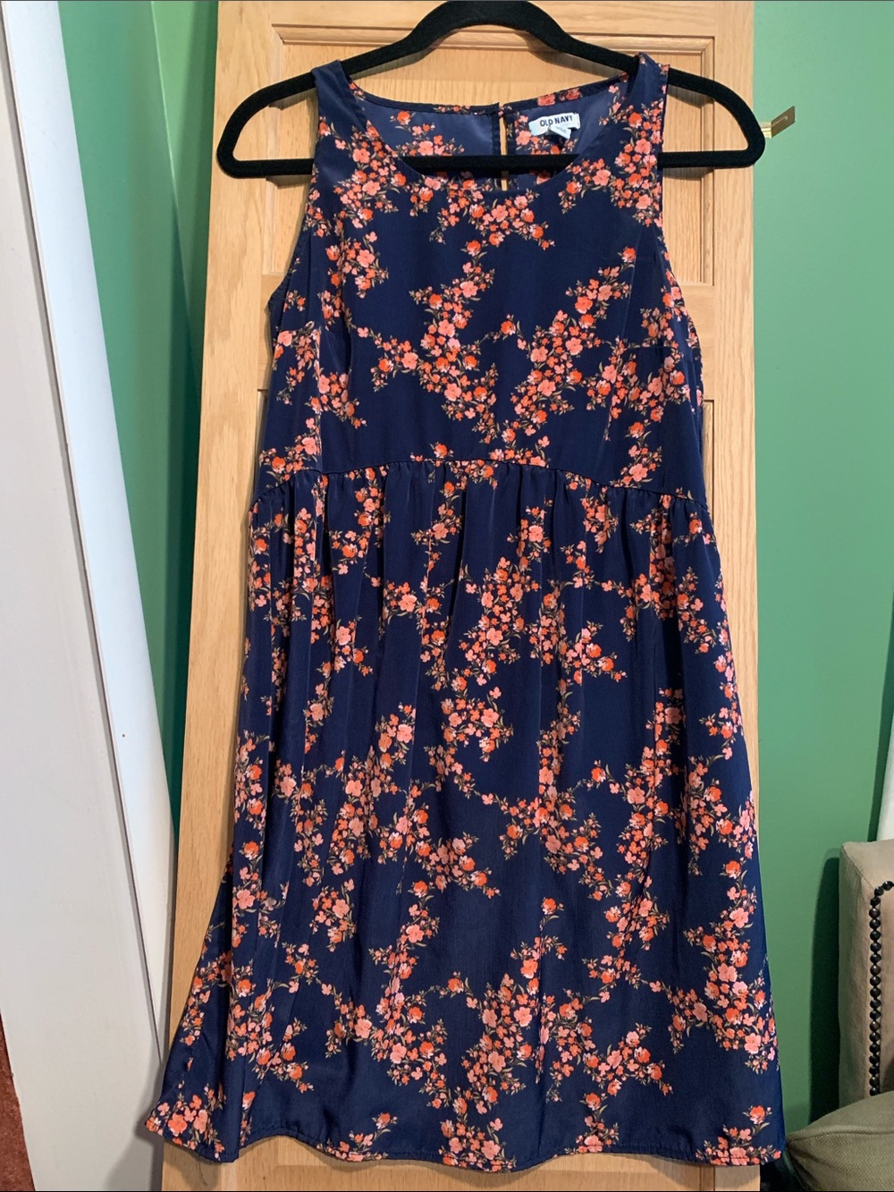 Old Navy Navy Mini Dress with Pink Floral Print